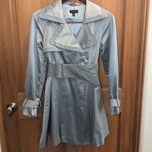 BEBE Silver Satin trench coat size M